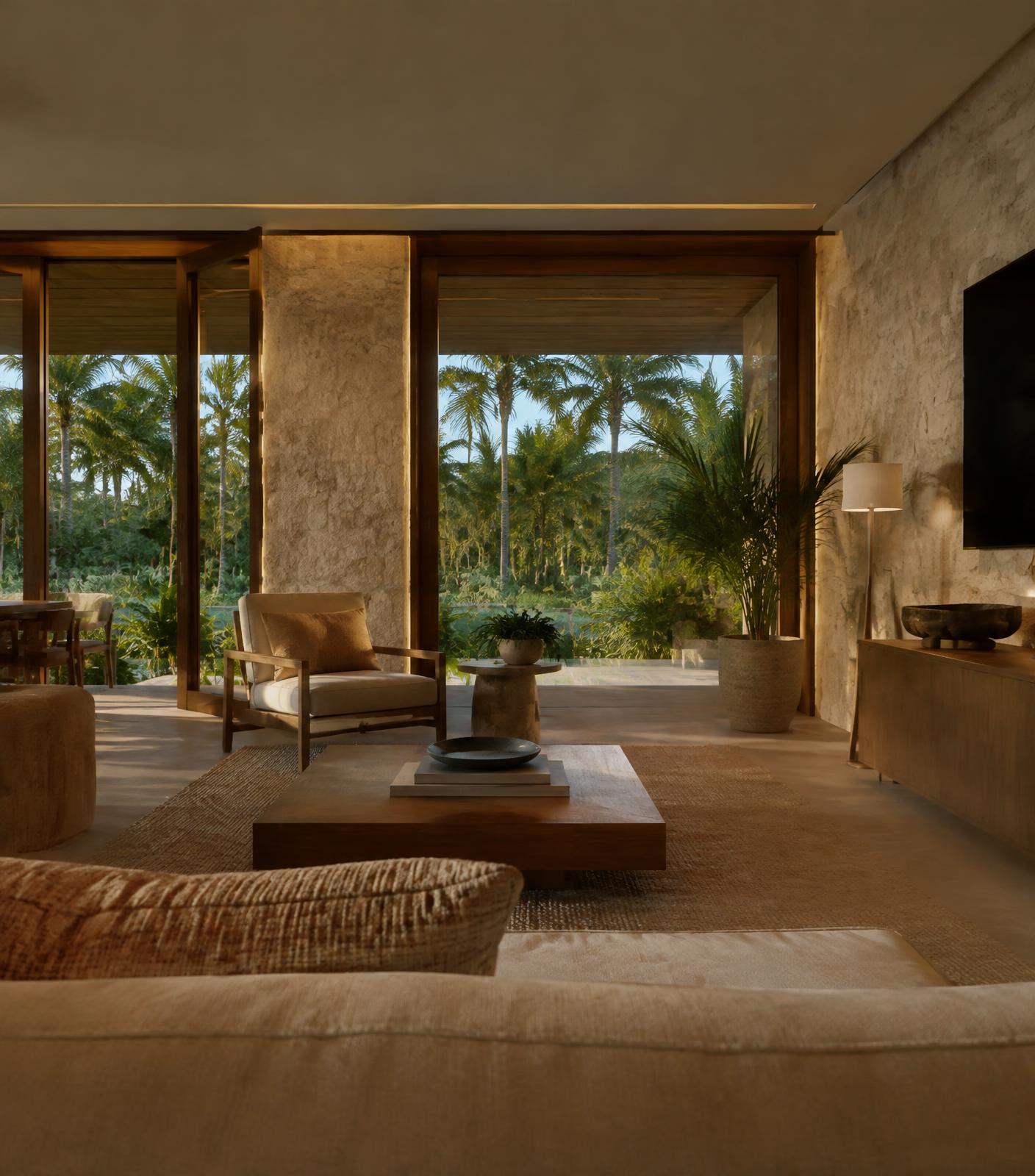 Natural stone and wood interior